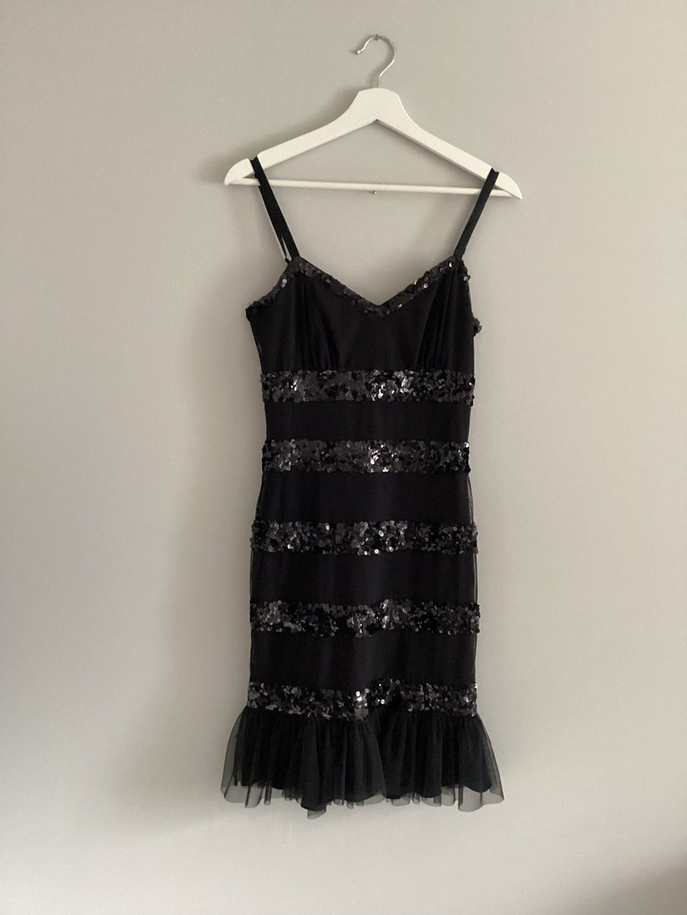 Betsey Johnson Black Sequinned Evening Dress, Size 4